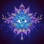 Un œil qui voit tout sur fond sombre, symbolisant la transcendance de la Lignée Ancestrale.